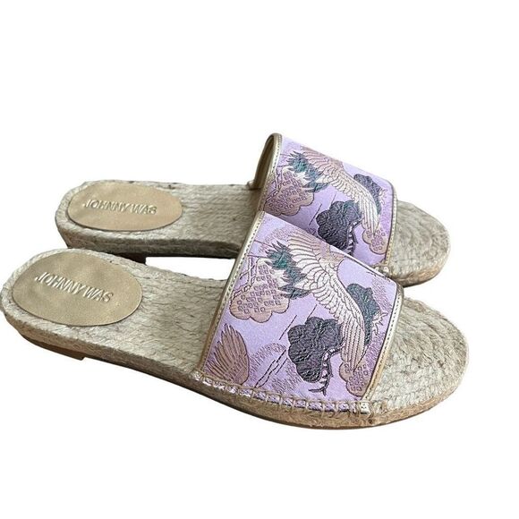Johnny Was Lilac Crane Espadrille Sandals slides size 8 NWB - Picture 1 of 6